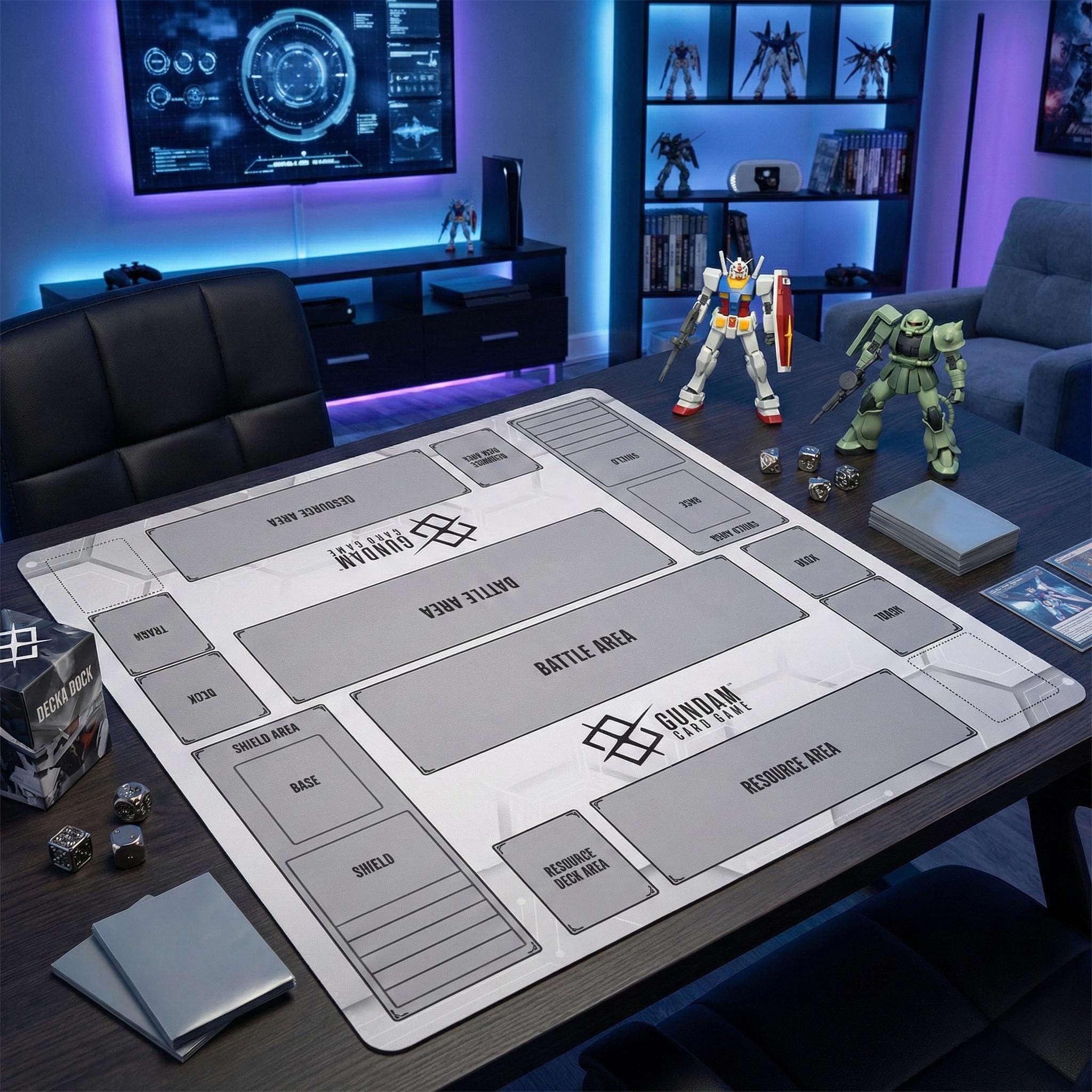 Gundam Card Game Playmat | 2 Player Duo Battle Mat with Zones, 60x60cm