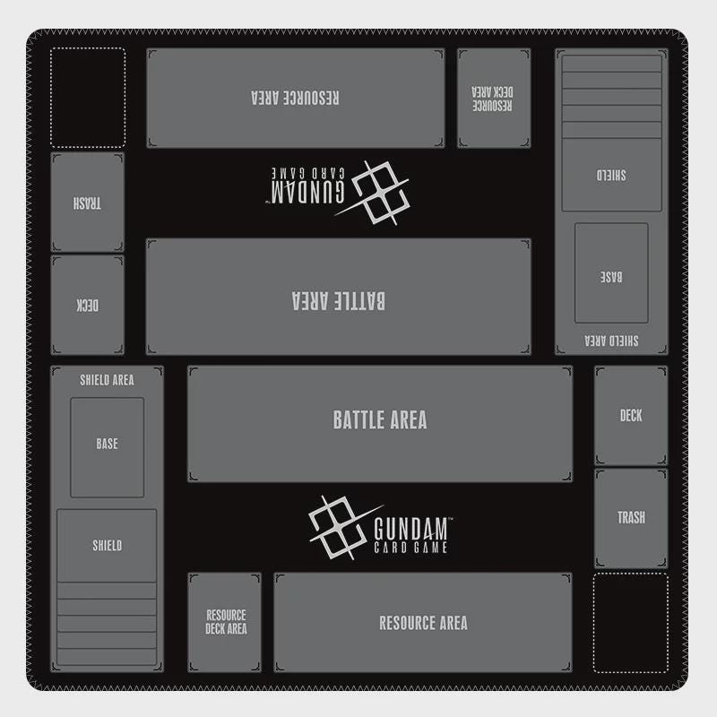 Duo Gundam TCG Playmat | 2 Player Card Game Battle Mat | Double Field Resource & Battle Zones | Two-Player Layout 60x60cm| Black 24 x 24"