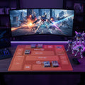 Duo Gundam Playmat | 2 Player TCG Battle Mat | Double Field Resource & Battle Zones | Two-Player Layout Orange | 60 X 60cm