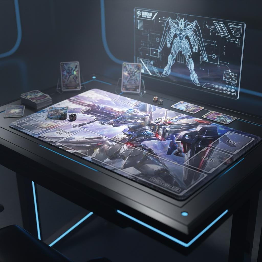 ZGMF-X10A Freedom Gundam Card Game Playmat with Zones | 24x14 inches Card Mat for GCG Gift