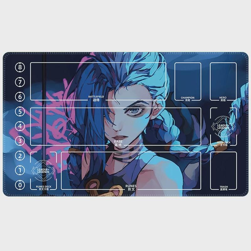 Jinx Riftbound Playmat Stitched Edges - Rune League of Legends Inspired Trading Card Game - 24" x 14" inches (600 x 350 mm) Battlefield