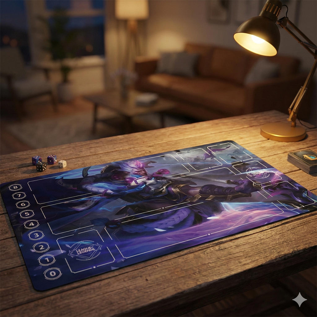 Yasou Arcana Riftbound LOL Playmat - League of Legends Inspired Trading Card Game - 24" x 14" inches (600 x 350 x 2 mm) Stitched Edges