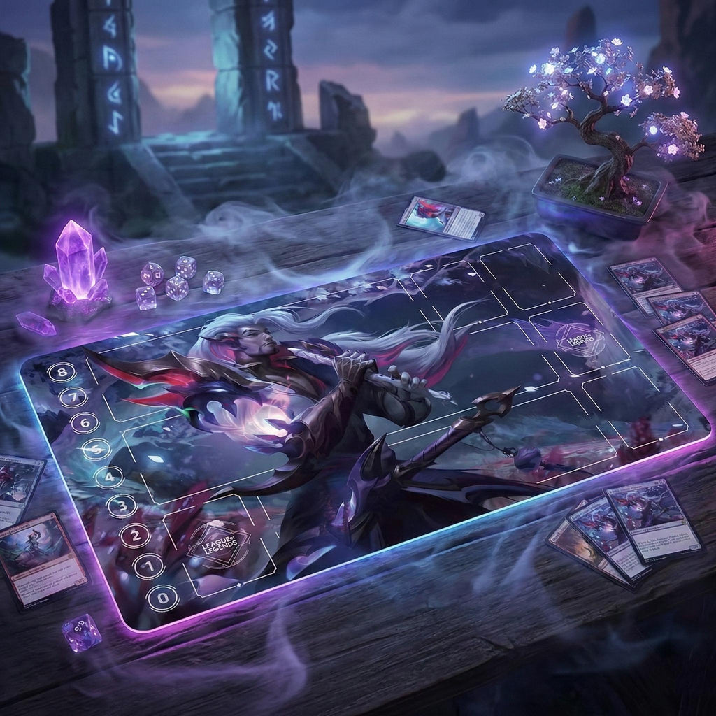 Yone Arcana Riftbound LOL Playmat - League of Legends Inspired Trading Card Game - 24" x 14" inches (600 x 350 x 2 mm) Stitched Edges