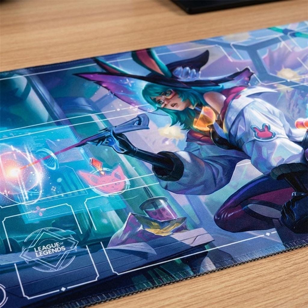 Aurora Arcana Riftbound LOL Playmat - League of Legends Inspired Trading Card Game - 24" x 14" inches (600 x 350 mm) Stitched Edges