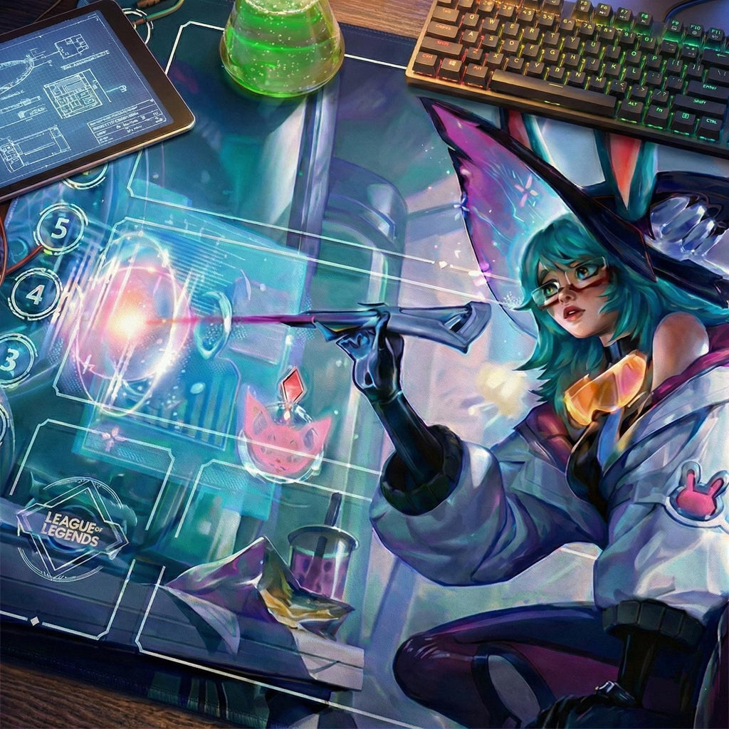 Aurora Arcana Riftbound LOL Playmat - League of Legends Inspired Trading Card Game - 24" x 14" inches (600 x 350 mm) Stitched Edges