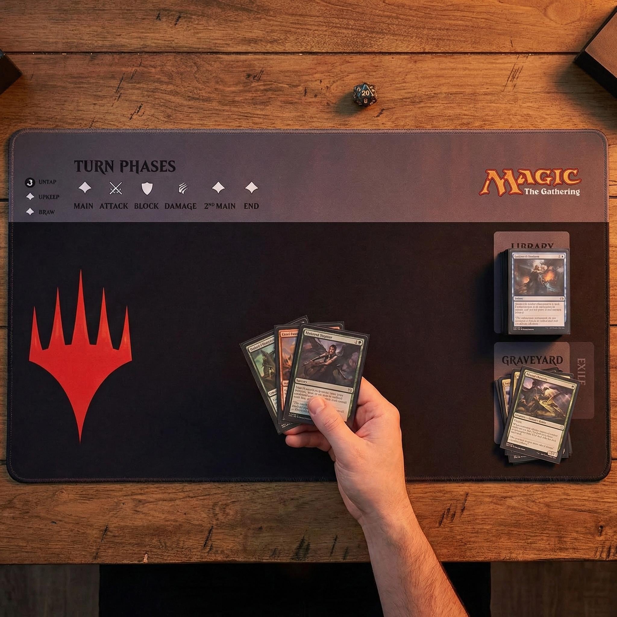 MTG Playmat with Zones, Magic the Gathering Commander Mat, Zoned TCG Desk Mat 24 x 14 inches