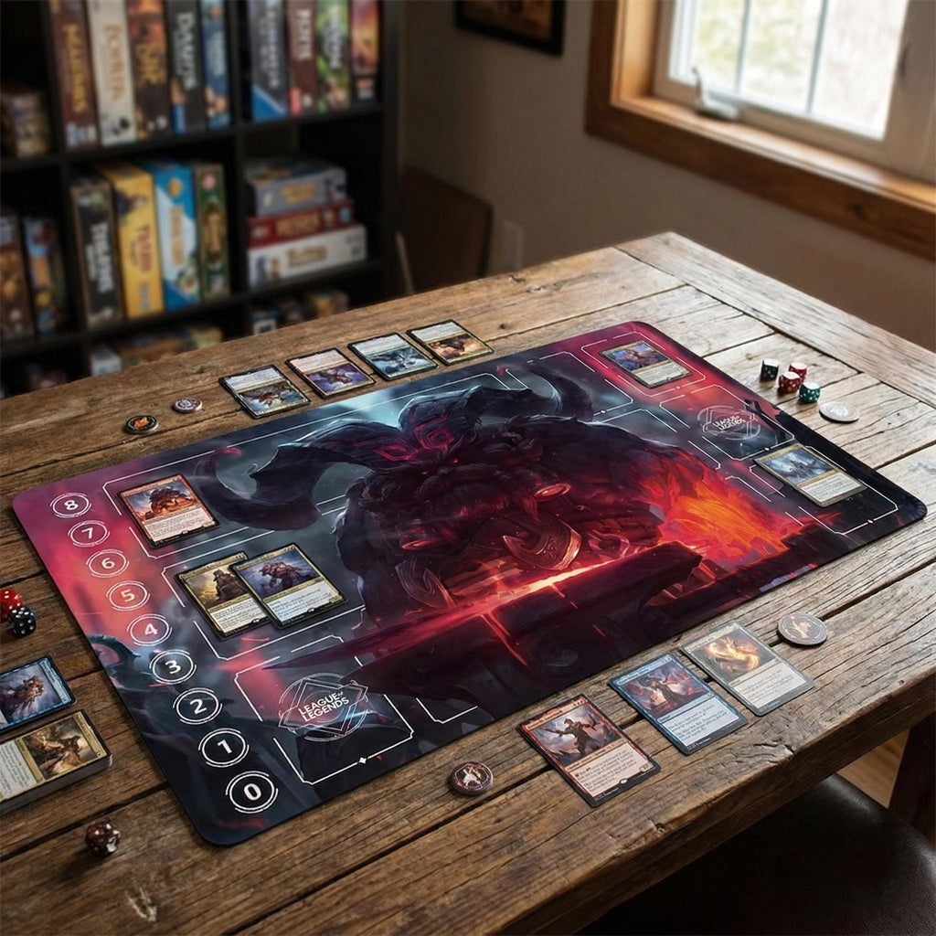Ornn Arcana Riftbound LOL Playmat - League of Legends Inspired Trading Card Game - 24" x 14" inches (600 x 350 x 2 mm) Stitched Edges