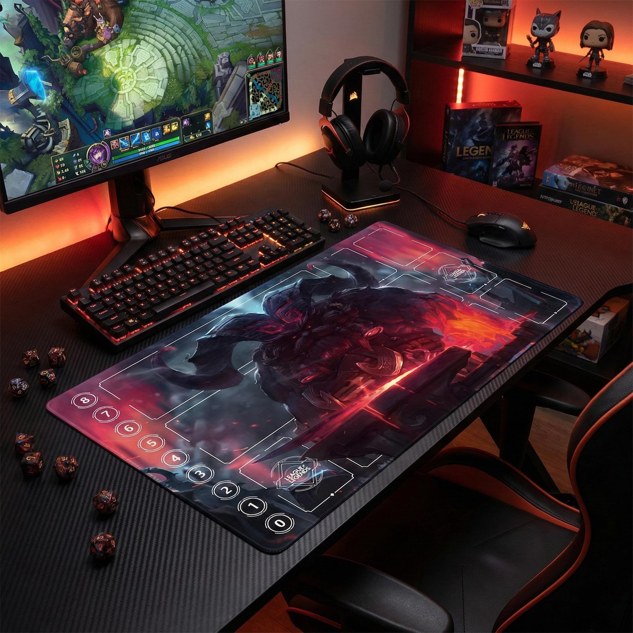 Ornn Arcana Riftbound LOL Playmat - League of Legends Inspired Trading Card Game - 24" x 14" inches (600 x 350 x 2 mm) Stitched Edges