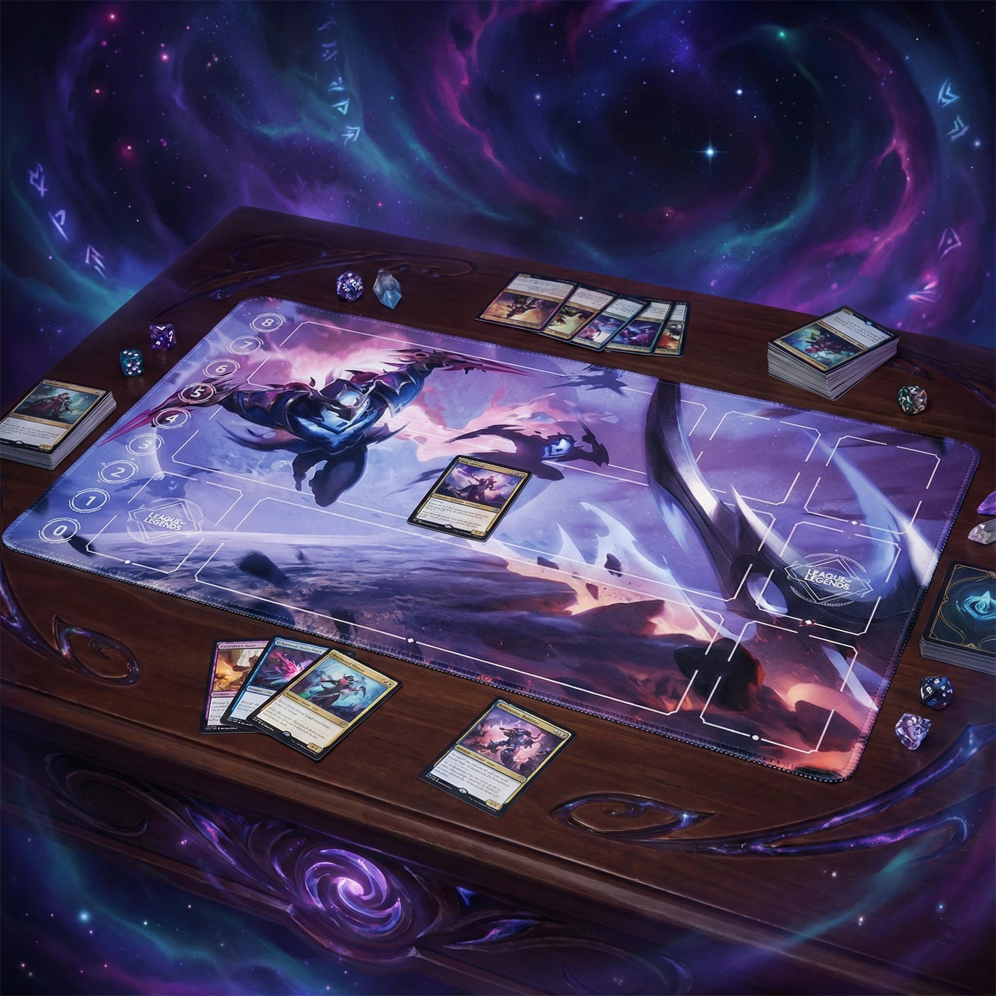 Zed Arcana Riftbound LOL Playmat - League of Legends Inspired Trading Card Game - 24" x 14" inches (600 x 350 x 2 mm) Stitched Edges