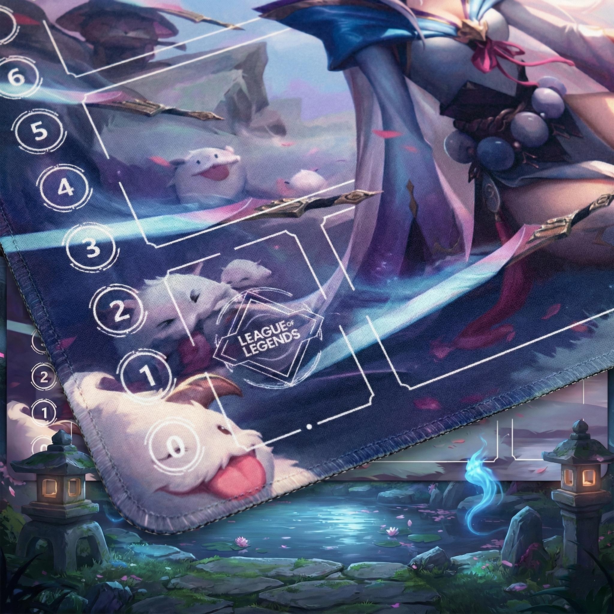 Irelia Spirit Blossom Riftbound LOL Playmat - League of Legends Inspired Trading Card Game - 24" x 14" inches Stitched Edges
