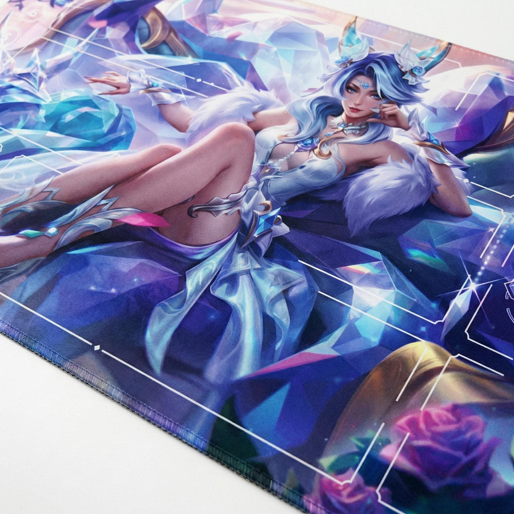 Janna Crystal Rose Riftbound LOL Playmat - League of Legends Inspired Trading Card Game - 24" x 14" inches (600 x 350 x 2 mm) Stitched Edges