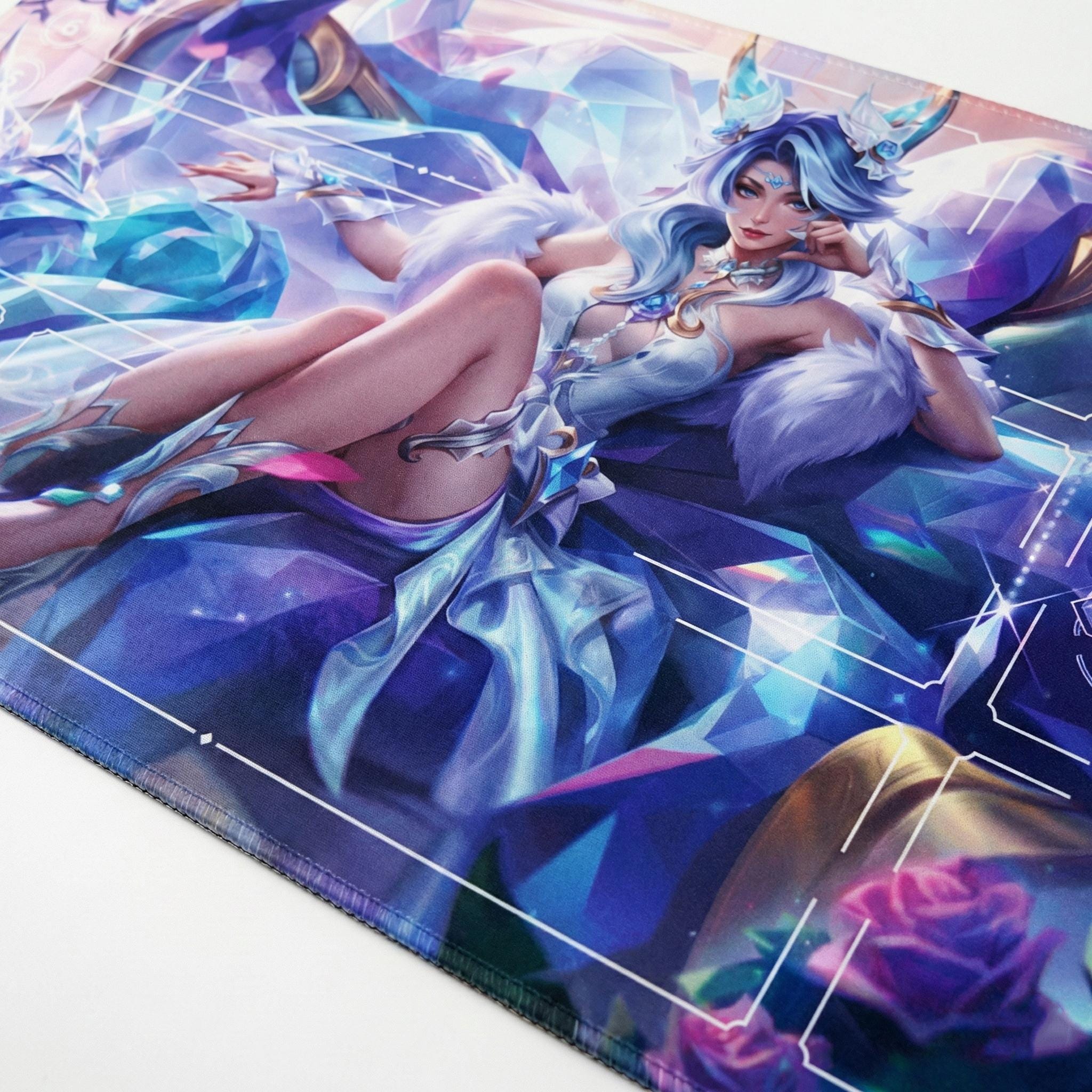 Janna Crystal Rose Riftbound LOL Playmat - League of Legends Inspired Trading Card Game - 24" x 14" inches (600 x 350 x 2 mm) Stitched Edges