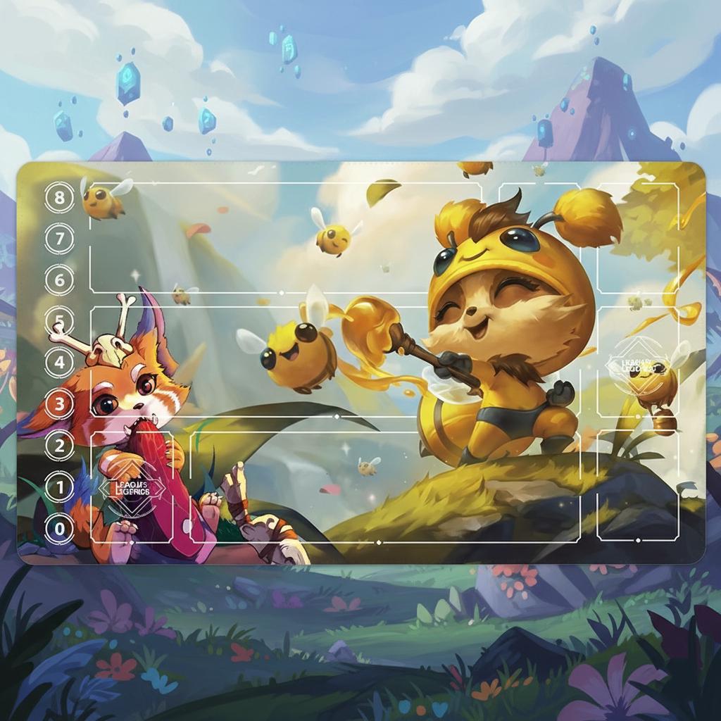 Teemo League of Legends Riftbound Playmat | Cute Bee Teemo Trading Card Game Pad | LOL Desk Mat 24" x 14" inches Stitched Edges