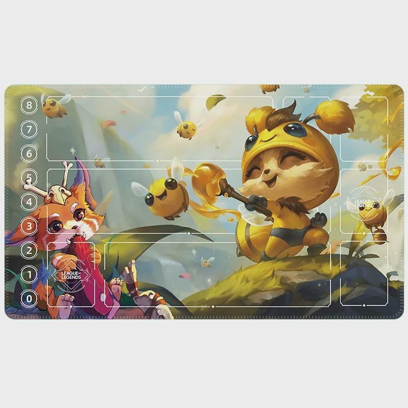Teemo League of Legends Riftbound Playmat | Cute Bee Teemo Trading Card Game Pad | LOL Desk Mat 24" x 14" inches Stitched Edges