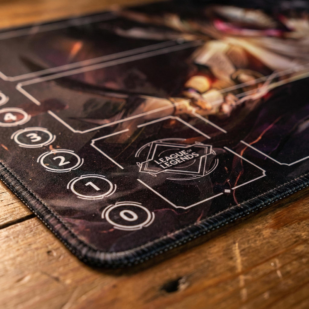 Jhin League of Legends Riftbound Playmat | Trading Card Game Pad | LOL Desk Mat | 24" x 14" inches Stitched Edges