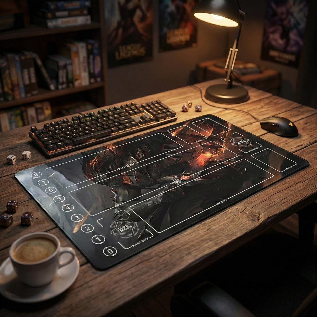 Nightbringer Yasuo Playmat | League of Legends Riftbound TCG Card Game Mat with Zones & Life Counter | 24" x 14" inches Stitched Edges