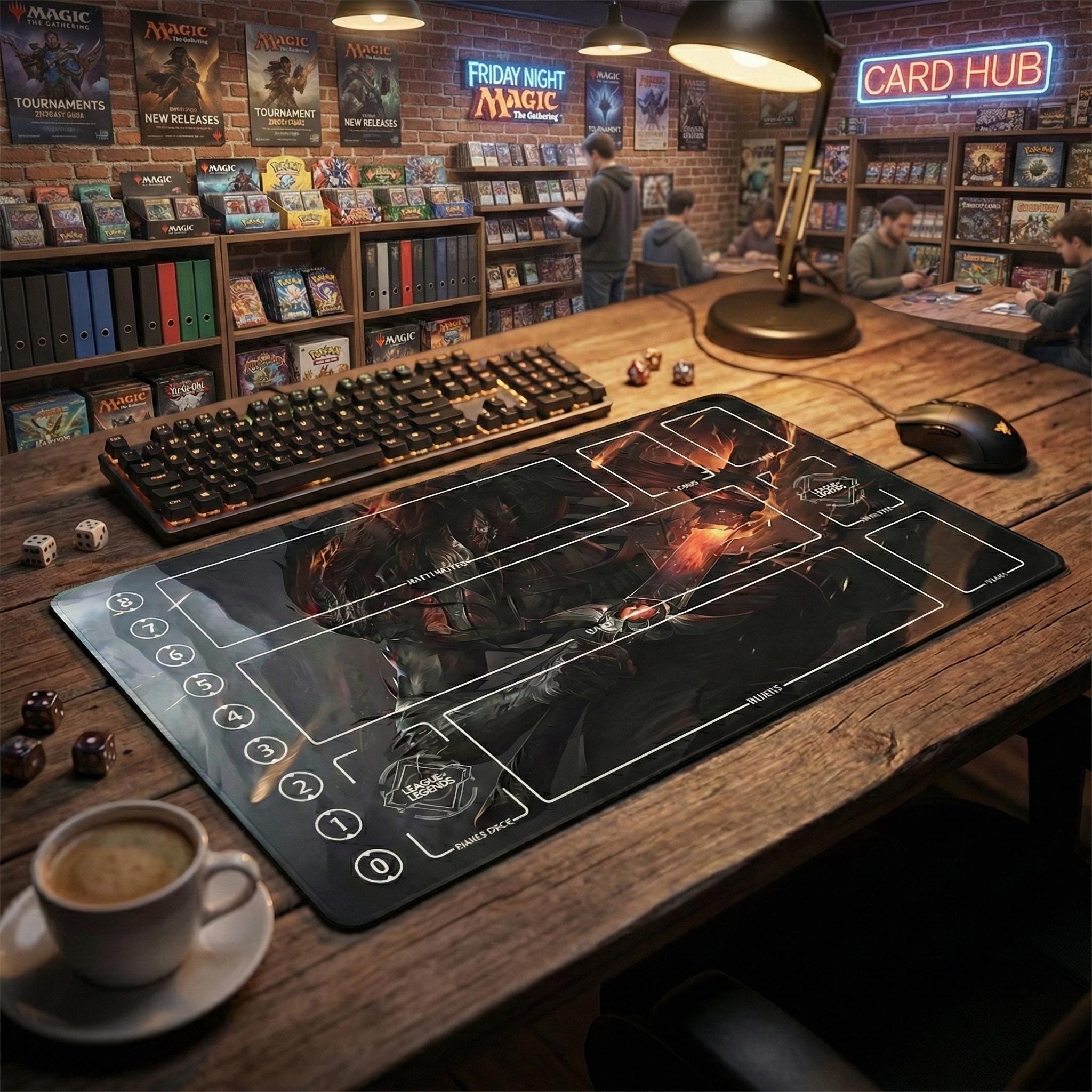 Nightbringer Yasuo Playmat | League of Legends Riftbound TCG Card Game Mat with Zones & Life Counter | 24" x 14" inches Stitched Edges
