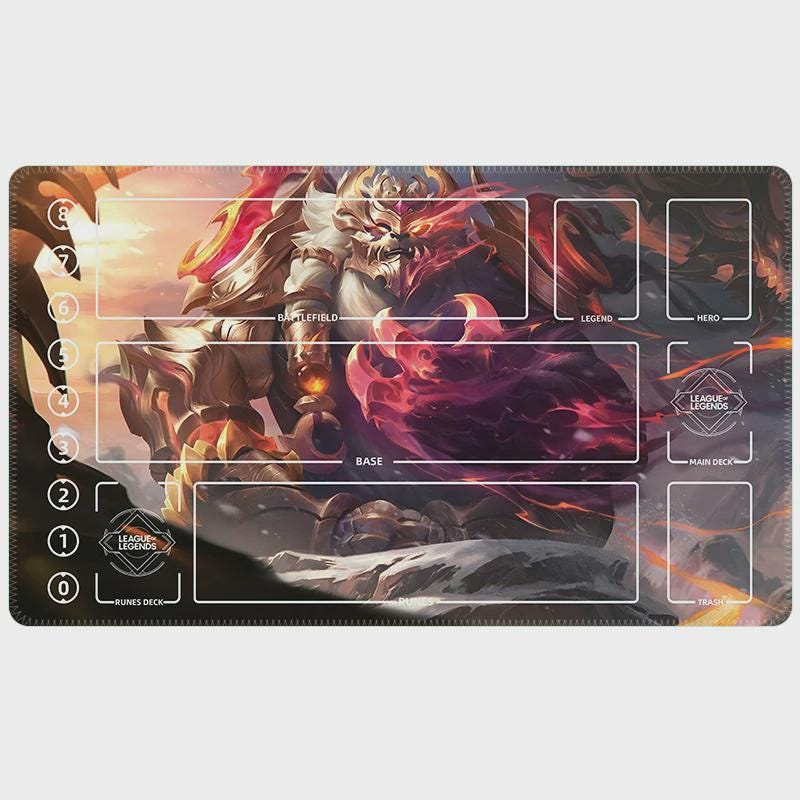 Volibear League of Legends Riftbound Playmat | Trading Card Game Pad | LOL Desk Mat | 24" x 14" inches Stitched Edges