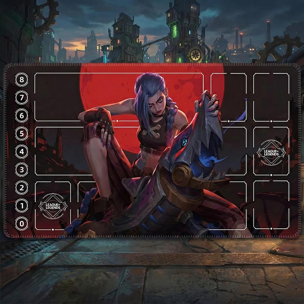 Jinx League of Legends Riftbound Playmat | Trading Card Game Pad | LOL Desk Mat | 24" x 14" inches Stitched Edges
