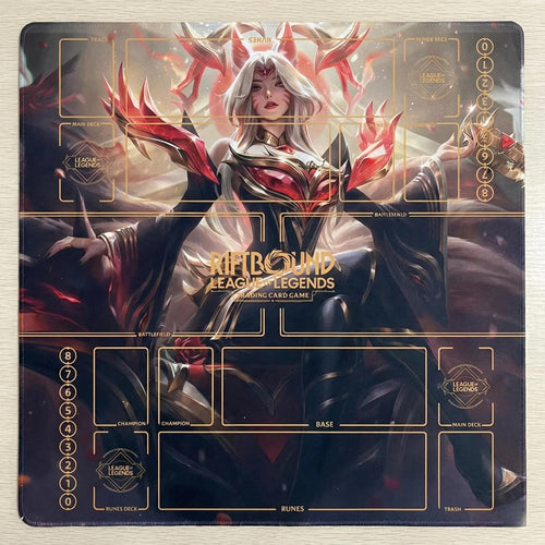 Ahri Duo Zones Riftbound Playmat - League of Legends Inspired Trading Card Game - 24" x 24" inches (60 x 60 cm) Two Player Battlefield Mat