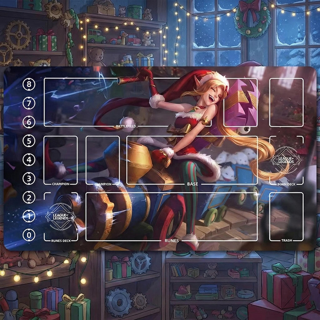 Jinx Ambitious Elf League of Legends Riftbound Playmat | LOL Trading Card Game Table Mat | Jinx Desk Mat | 24" x 14" inches Stitched Edges
