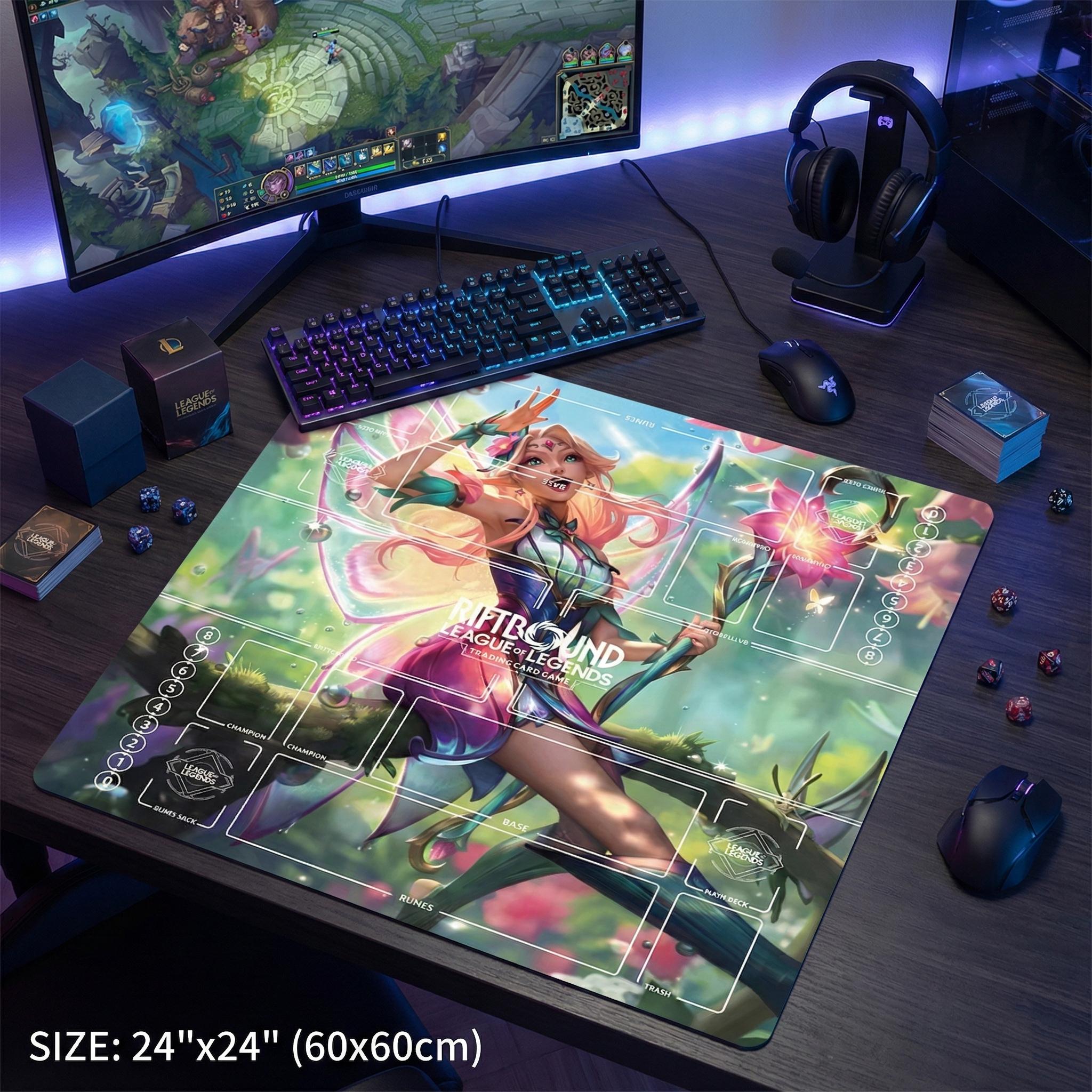 Seraphine Riftbound Playmat Two Players - League of Legends Trading Card Game - Duo Zones Battlefield 24" x 24" inches (60x60 cm)