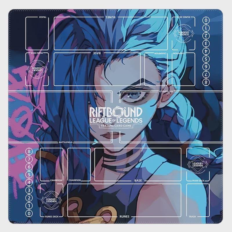 Jinx Riftbound Playmat Two Players - League of Legends Trading Card Game - Duo Zones Battlefield 24" x 24" inches (60x60 cm)