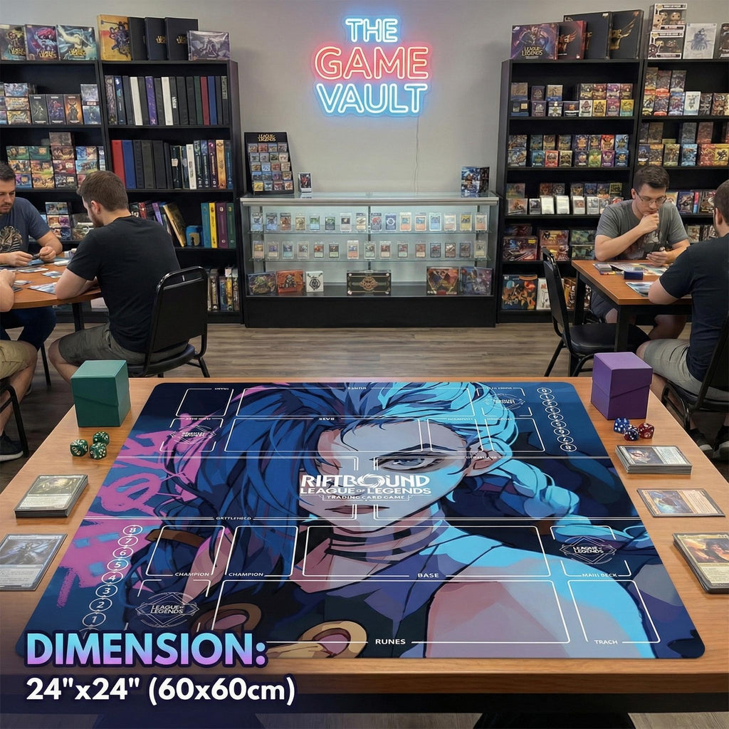 Jinx Riftbound Playmat Two Players - League of Legends Trading Card Game - Duo Zones Battlefield 24" x 24" inches (60x60 cm)