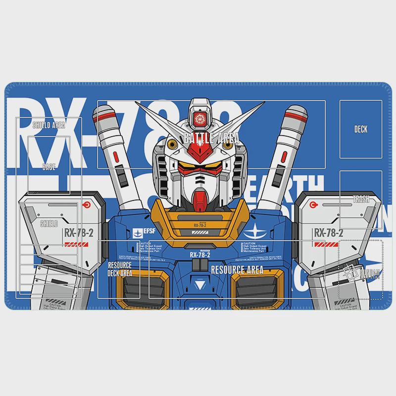RX-78-2 Gundam TCG Playmat 24x14", Mobile Suit Desk Mat, Stitched Edges, Non-Slip Rubber, Pro Card Game Pad 600x350x2mm, Fan Art Gamer Gift