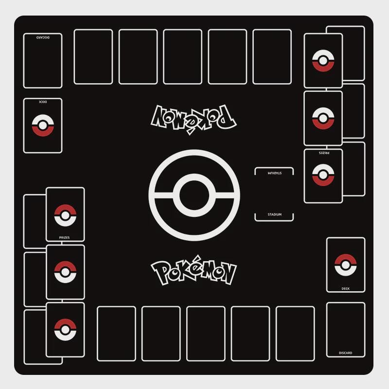 Two Player Pokemon Playmat | Duo PTCG Battle Mat | Double Field Resource & Zones |  24 x 24 inches
