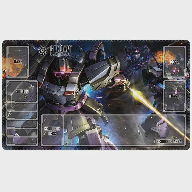 Rick Dom MS-09R Gundam Card Game Playmat with Zones 24x14 TCG Desk Mat Mecha Gaming Accessory Gift for Gamers Card Game Mat TCG Playmat