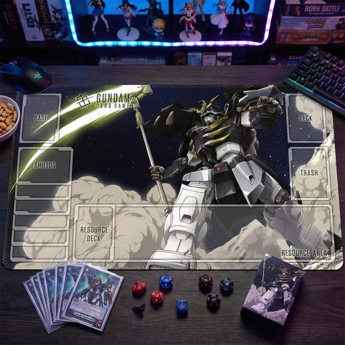 Deathscythe Hell Gundam TCG Playmat with Zones | 24x14 Large Card Game Mat & Desk Mousepad | XXXG-01D2 Gundam Wing Gaming Gift Accessories