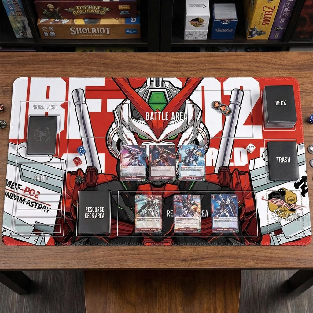 MBF-P02 Gundam TCG Playmat 24x14", Mobile Suit Desk Mat, Stitched Edges, Non-Slip Rubber, Pro Card Game Pad 600x350x2mm, Fan Art Gamer Gift