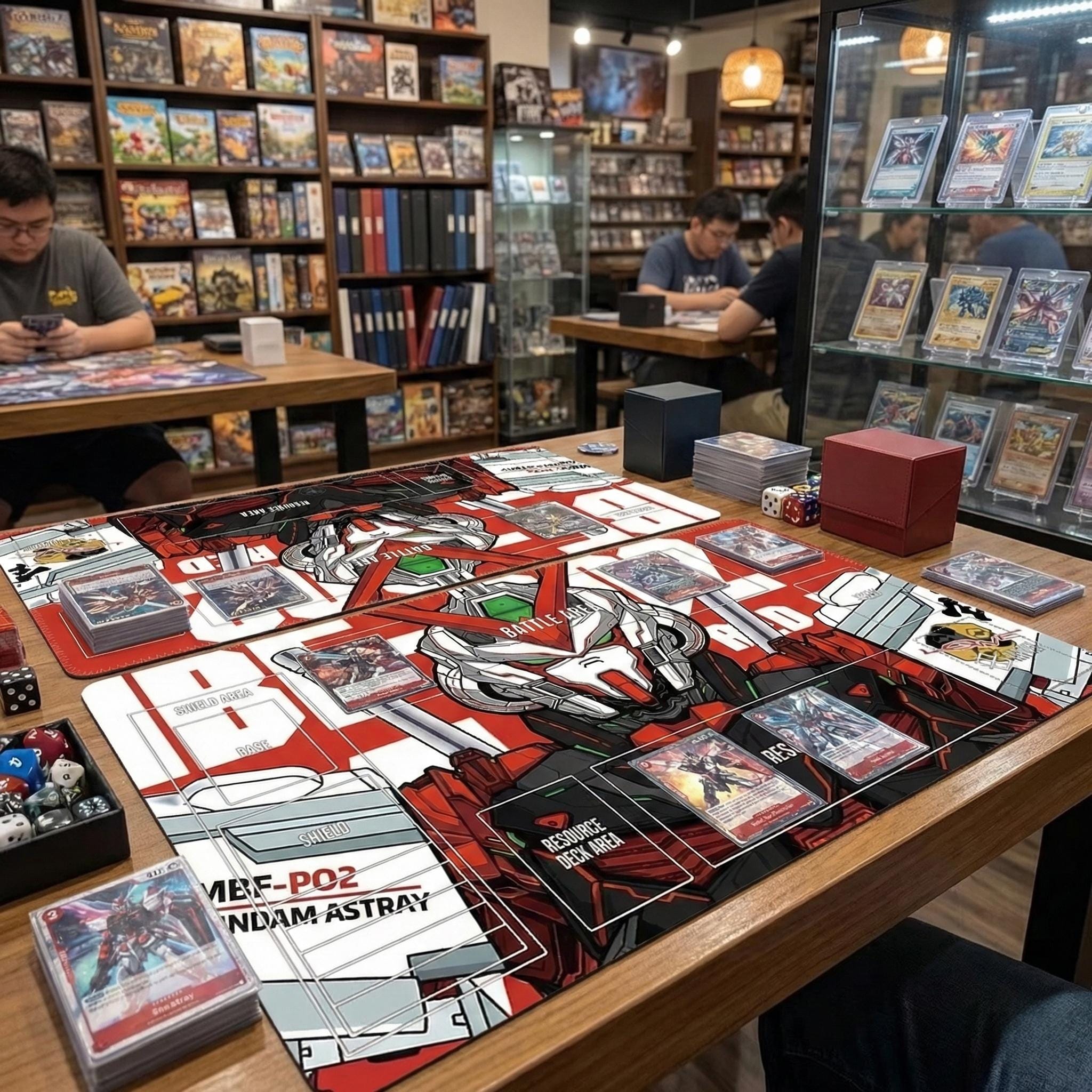 Gundam Astray MBF-P02 Playmat, Stitched Card Game Pad, 24x14 Rubber Desk Mat