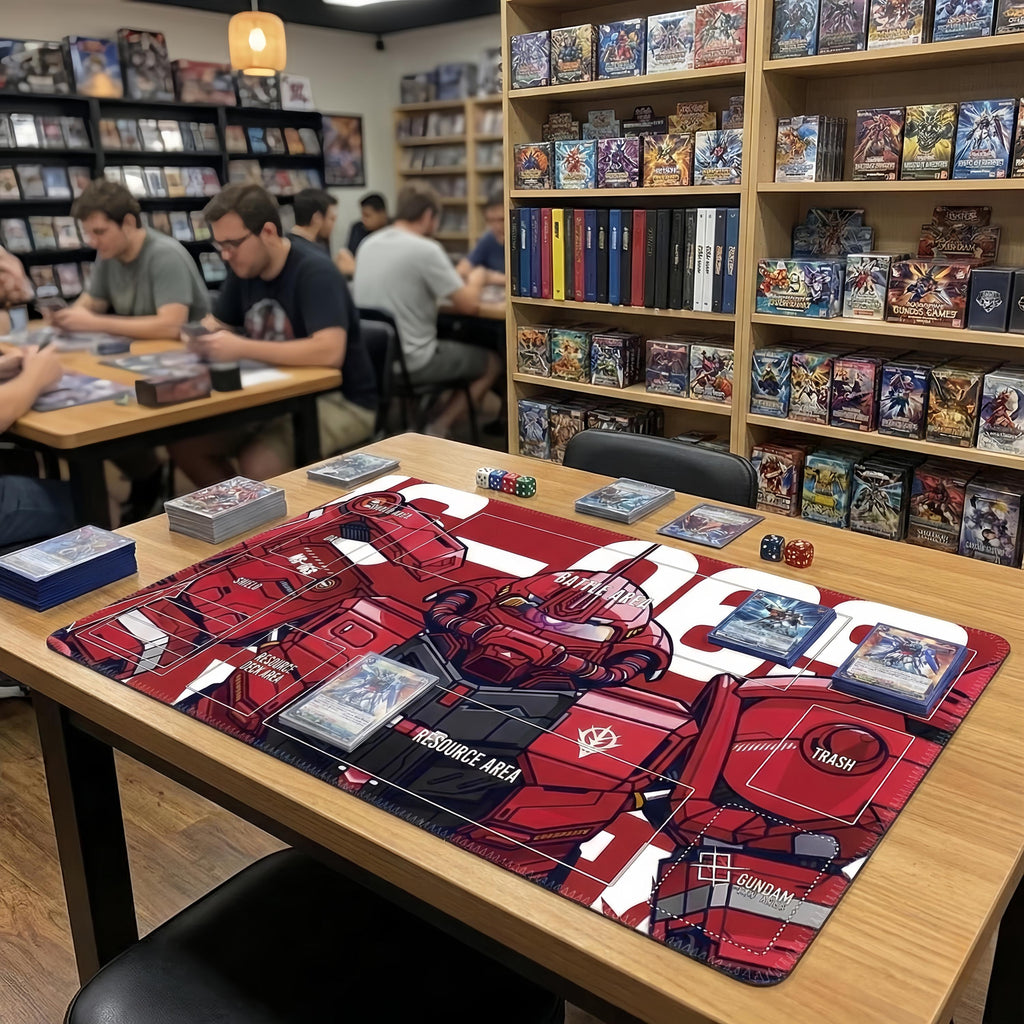 MS-06S Char's Zaku II  Gundam TCG Playmat, 24x14" Mobile Suit Desk Mat, Pro Card Gaming Pad, Fan Art Gamer Gift