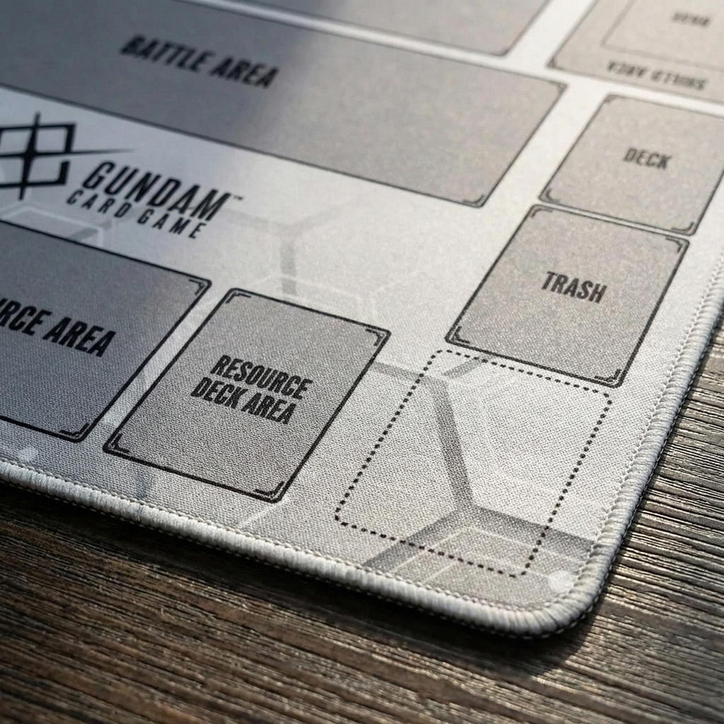 Duo Card Game Gundam Playmat | 2 Player TCG Battle Mat | Double Field Resource & Battle Zones | Two-Player Layout Table Game | Gray 60x60cm