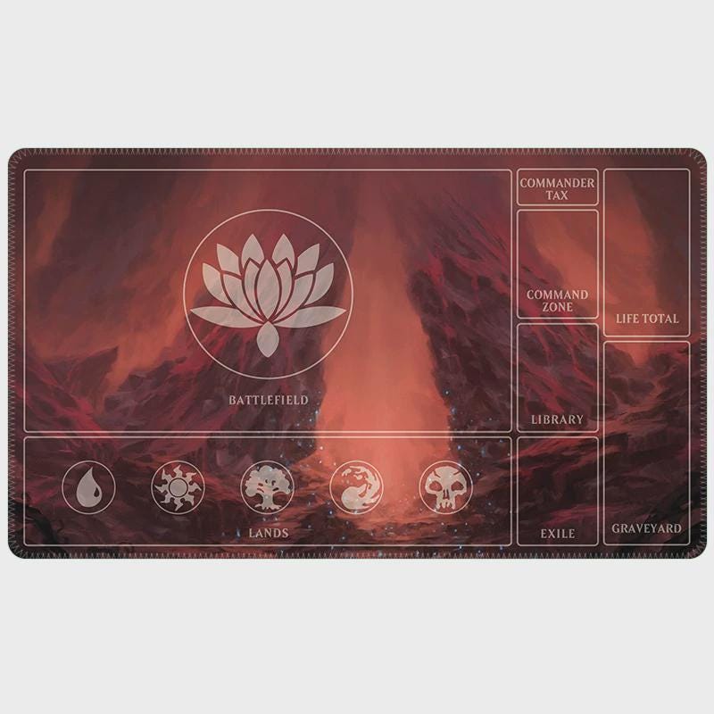 MTG Playmat with Zones, Magic the Gathering Commander Mat, Zoned TCG Desk Mat, EDH Zoned