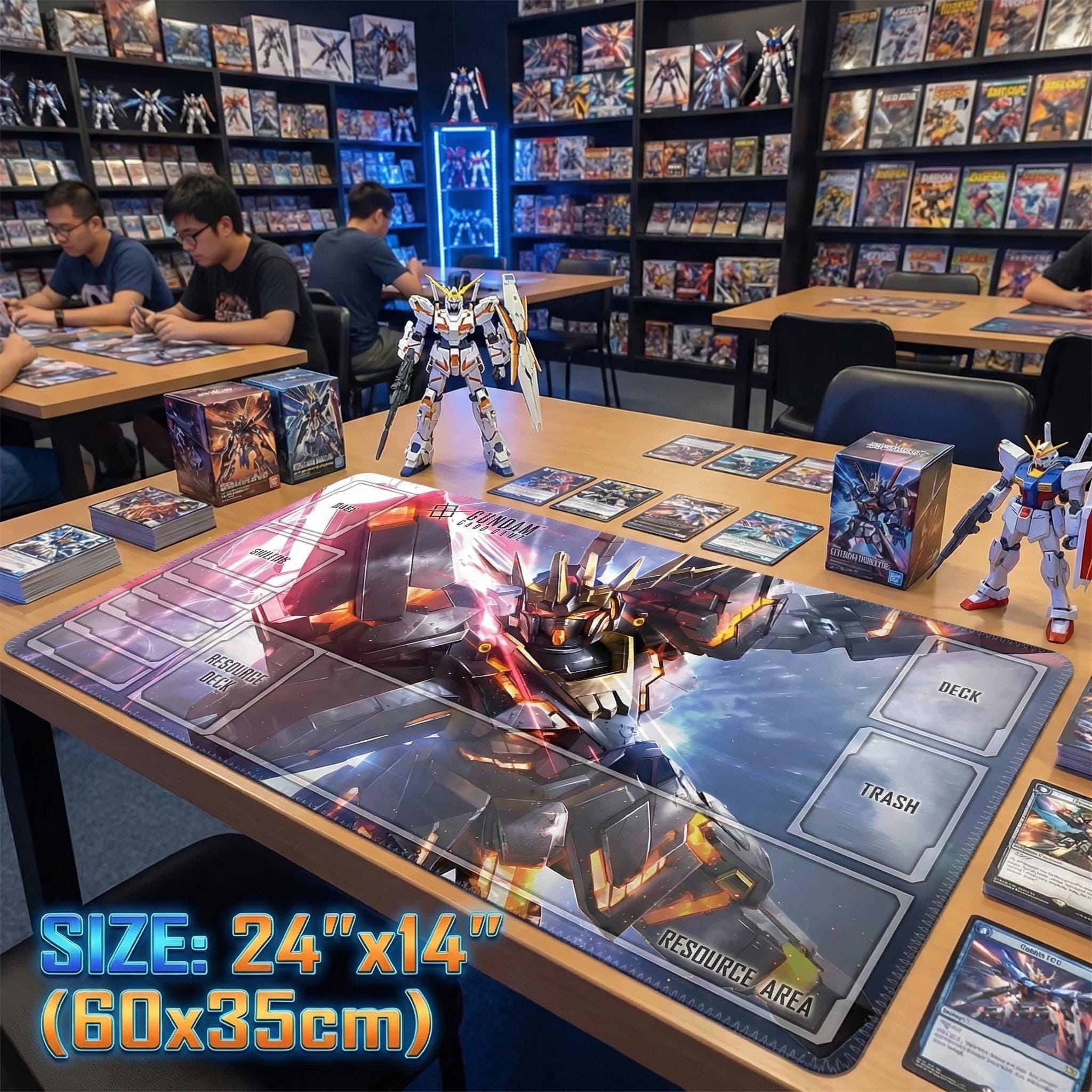 RX-0 Banshee Unicorn Gundam Card Game Playmat with Zones - 24x14 TCG Desk Mat - GCG Gaming Surface - Anime Gift for Collectors - 60x35cm