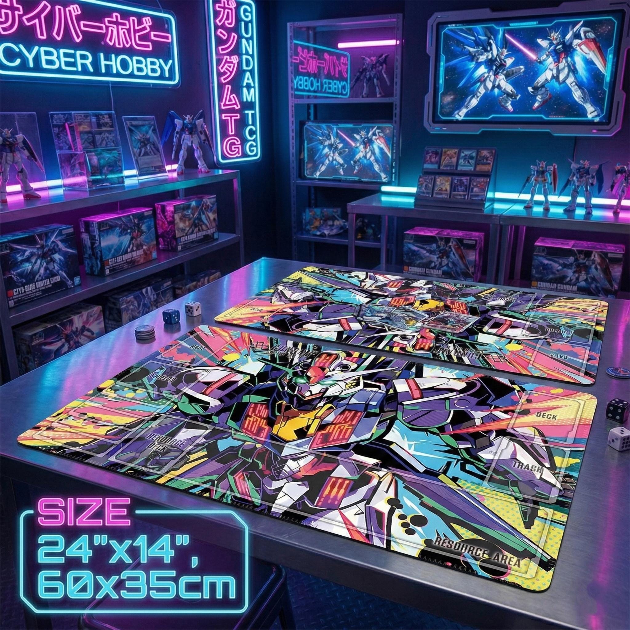 Gundam Card Game Playmat with Zones, Witch from Mercury Aerial Desk Mat, Anime TCG Mat, Large Mecha Mousepad, Gaming Gift for Anime Fans