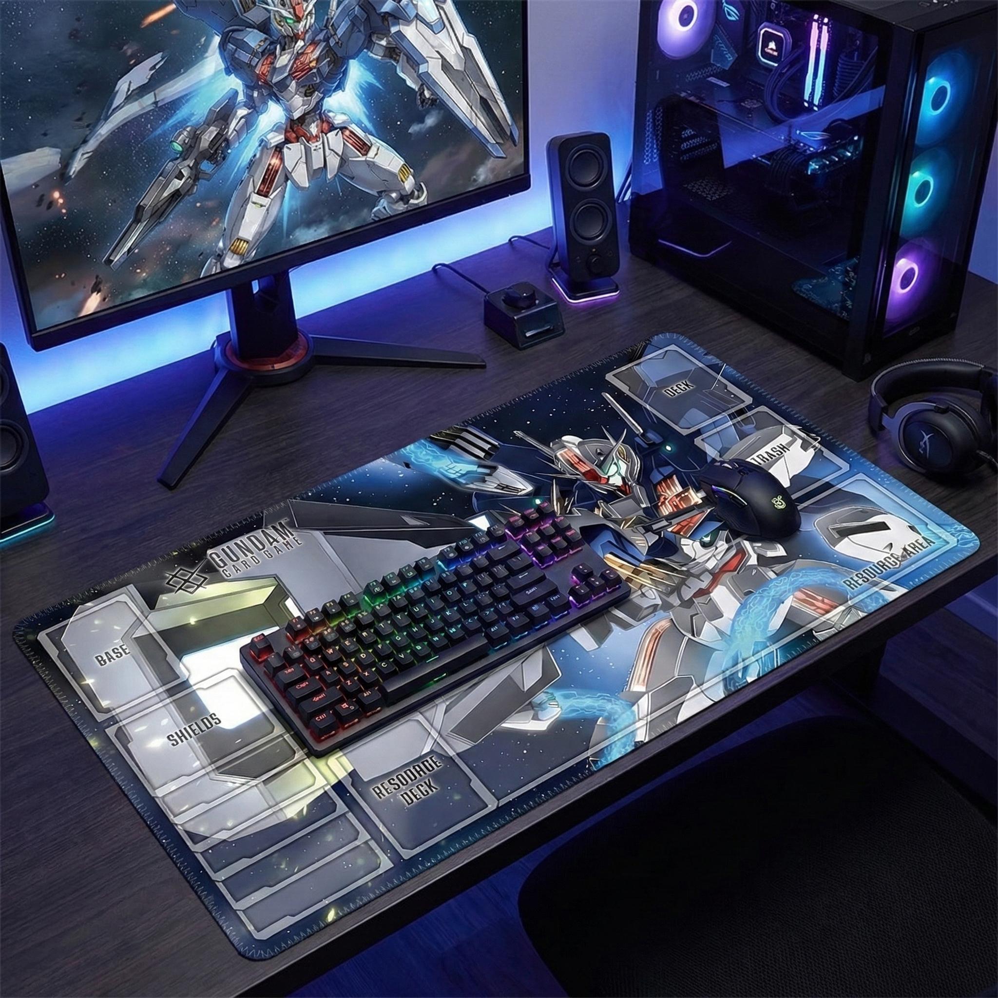 Gundam Aerial Rebuild TCG Playmat with Card Zones, Gundam Card Game Mat, Witch from Mercury Desk Pad, Anime Gaming Mousepad, Gamer Gift