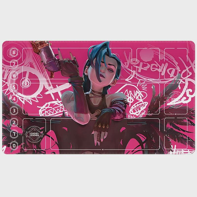 Jinx Arcana Riftbound LOL Playmat - League of Legends Inspired Trading Card Game - 24" x 14" inches (600 x 350 x 2 mm) Stitched Edges