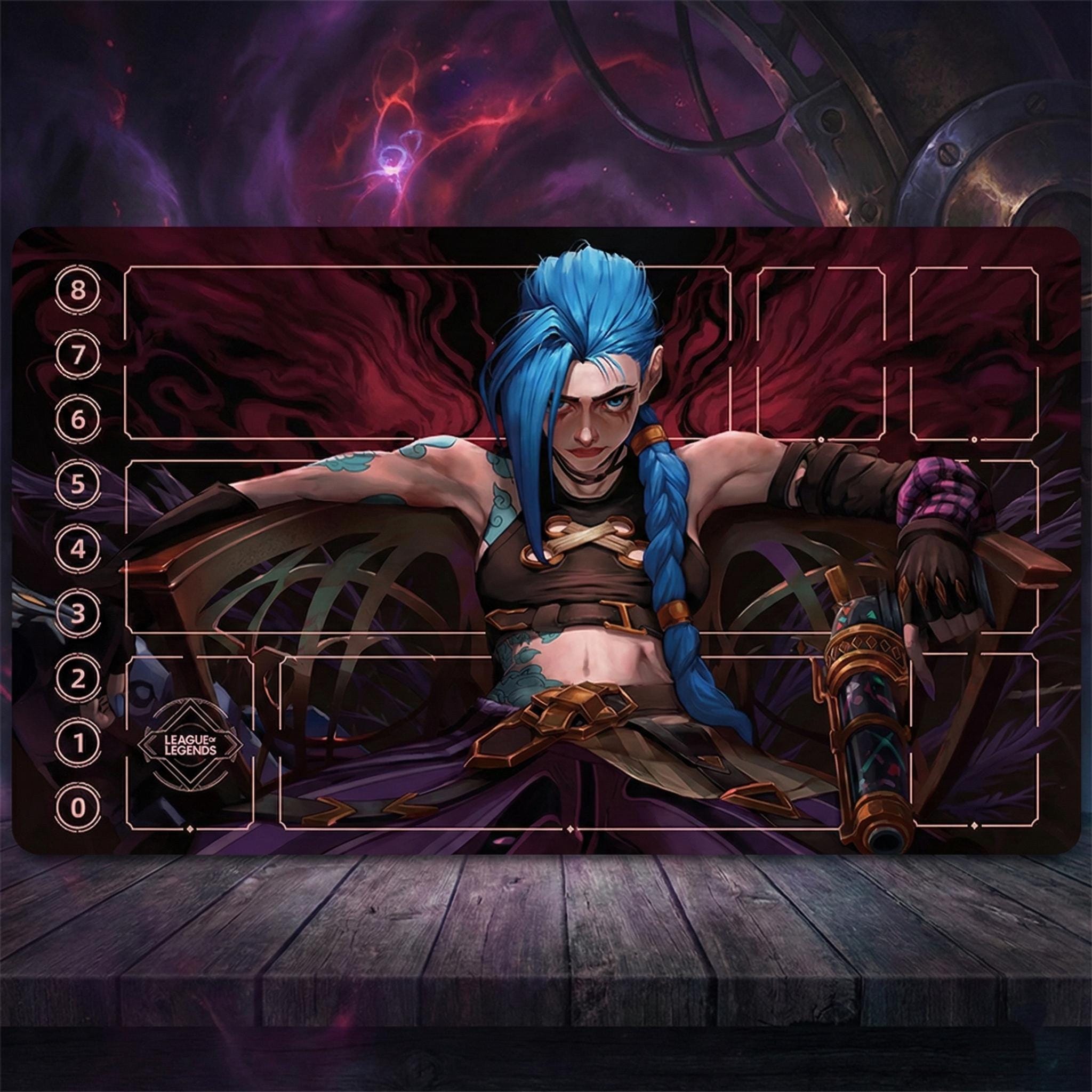 Riftbound Playmat Jinx - League of Legends Trading Card Game - 24" x 14" inches (600 x 350 x 2 mm) Stitched Edges