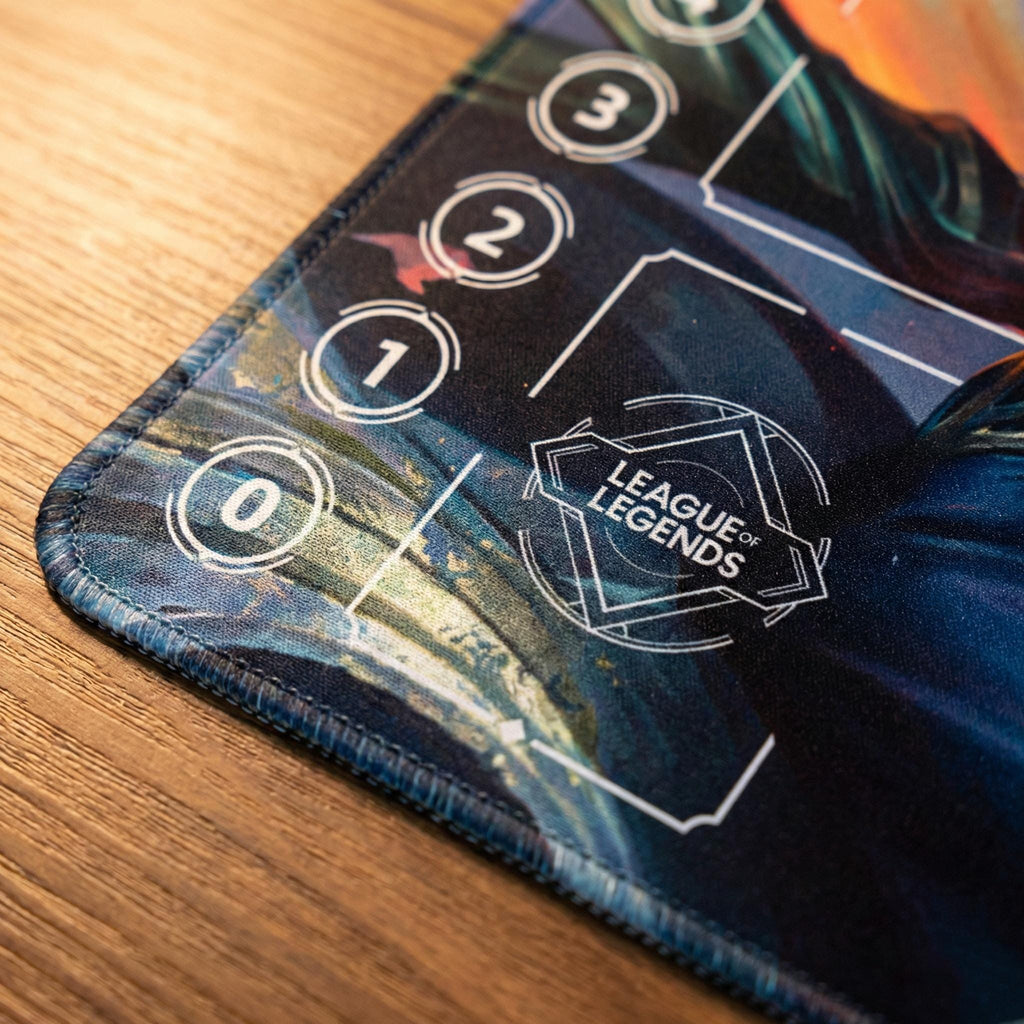 Hwei League of Legends Riftbound Playmat | Trading Card Game Pad | LOL Desk Mat | 24" x 14" inches Stitched Edges