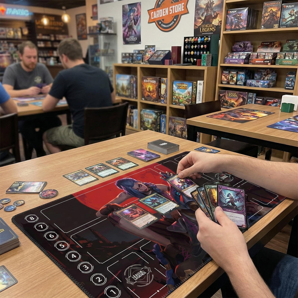 Jinx League of Legends Riftbound Playmat | Trading Card Game Pad | LOL Desk Mat | 24" x 14" inches Stitched Edges