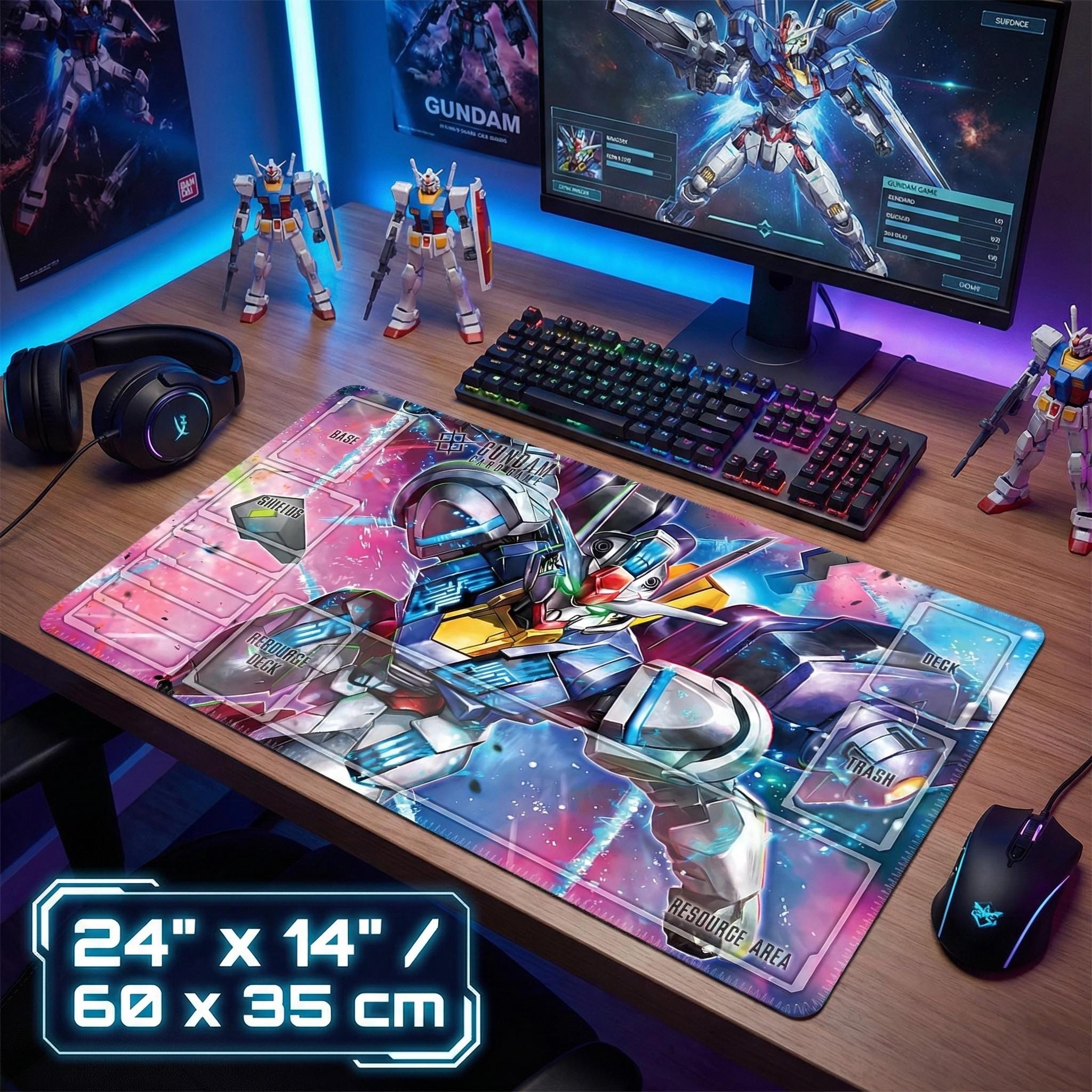 Gundam Aerial Card Game Playmat | Witch from Mercury Zones 24x14 | Mecha Mobile Suit TCG Mat | Custom Anime Desk Mat Gift for Gamers