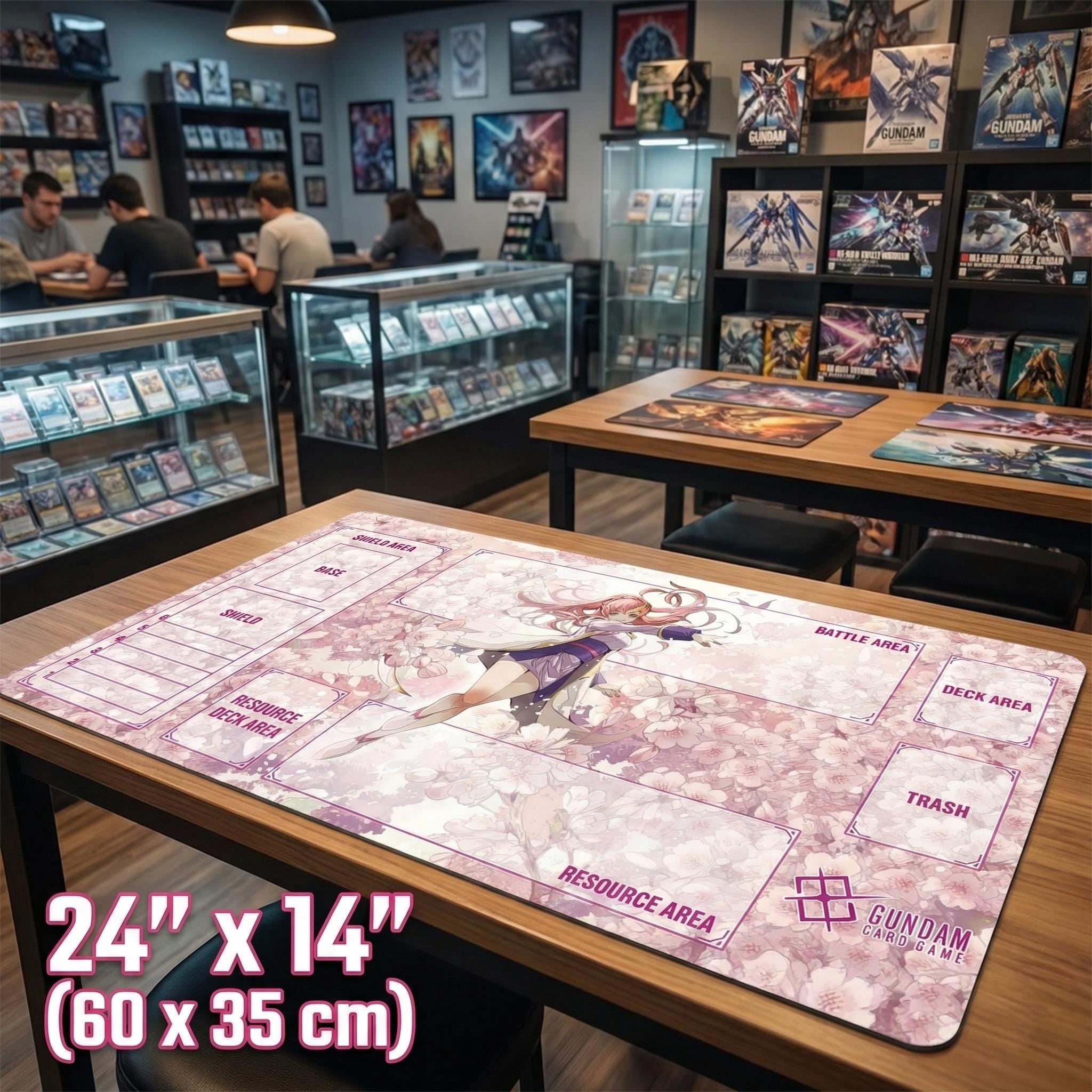 Lacus Clyne Gundam Card Game Playmat with Zones | Gundam Seed TCG Mat 24x14 | GCG Desk Mat & Mousepad | Mecha Anime Gift for TCG Players