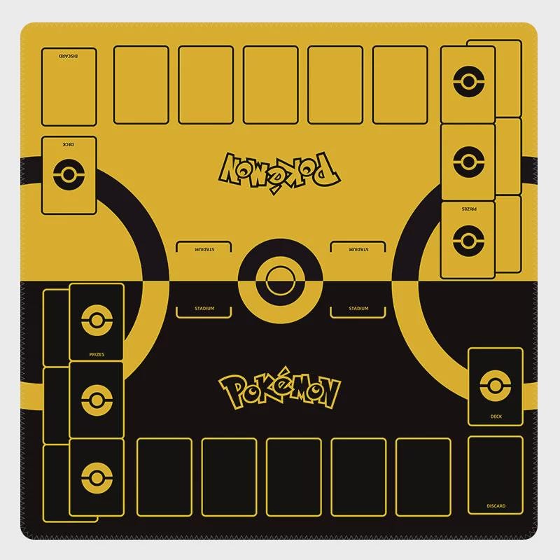 Two Player Pokemon Playmat | Duo TCG PTC Battle Mat | Double Field Resource & Zones |  24 x 24 inches