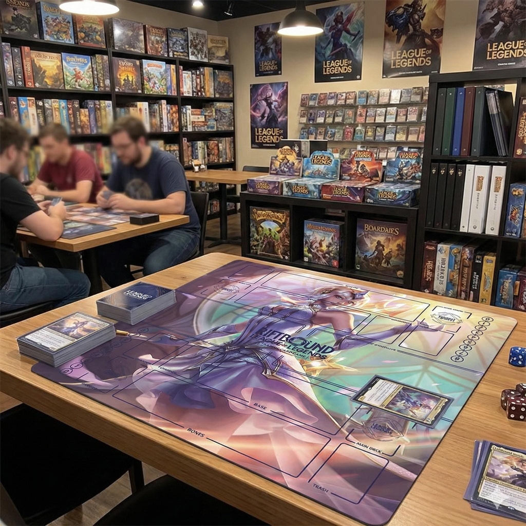 Lux Riftbound Playmat Two Players - League of Legends Trading Card Game - Duo Zones Battlefield 24" x 24" inches (60x60 cm)