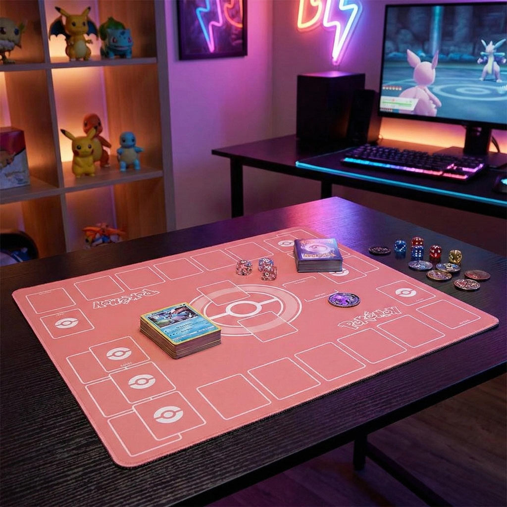 Duo Pokemon Playmat | 2 Player TCG Battle Mat | Multi-Color Pokemon Duo Mat | Two-Player Layout | 24 x 24 inches