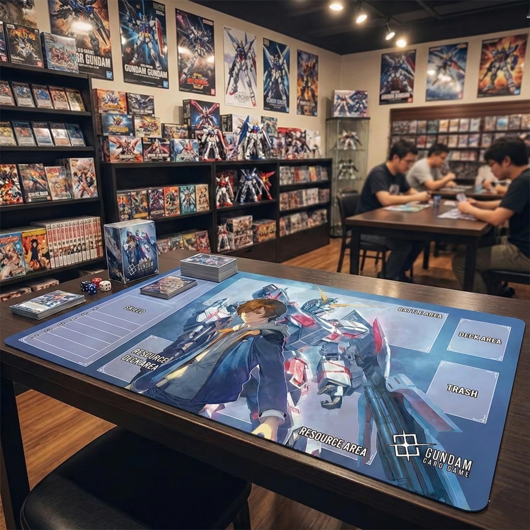 Gundam Card Game Playmat Unicorn Gundam & Banagher Links–GCG TCG Desk Mat with Zones–24x14 Gaming Mat–Mobile Suit Gundam Unicorn Card Mat
